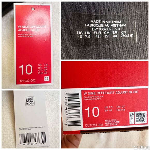 Nike NEW in BOX OffCourt Women’s Adjust Slide Black White, size 10 - Picture 16 of 16